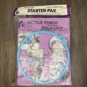 Vintage Pretty Punch Starter Pak Needle Punch Dial-A-Loop 15 Design Kit Unicorn+